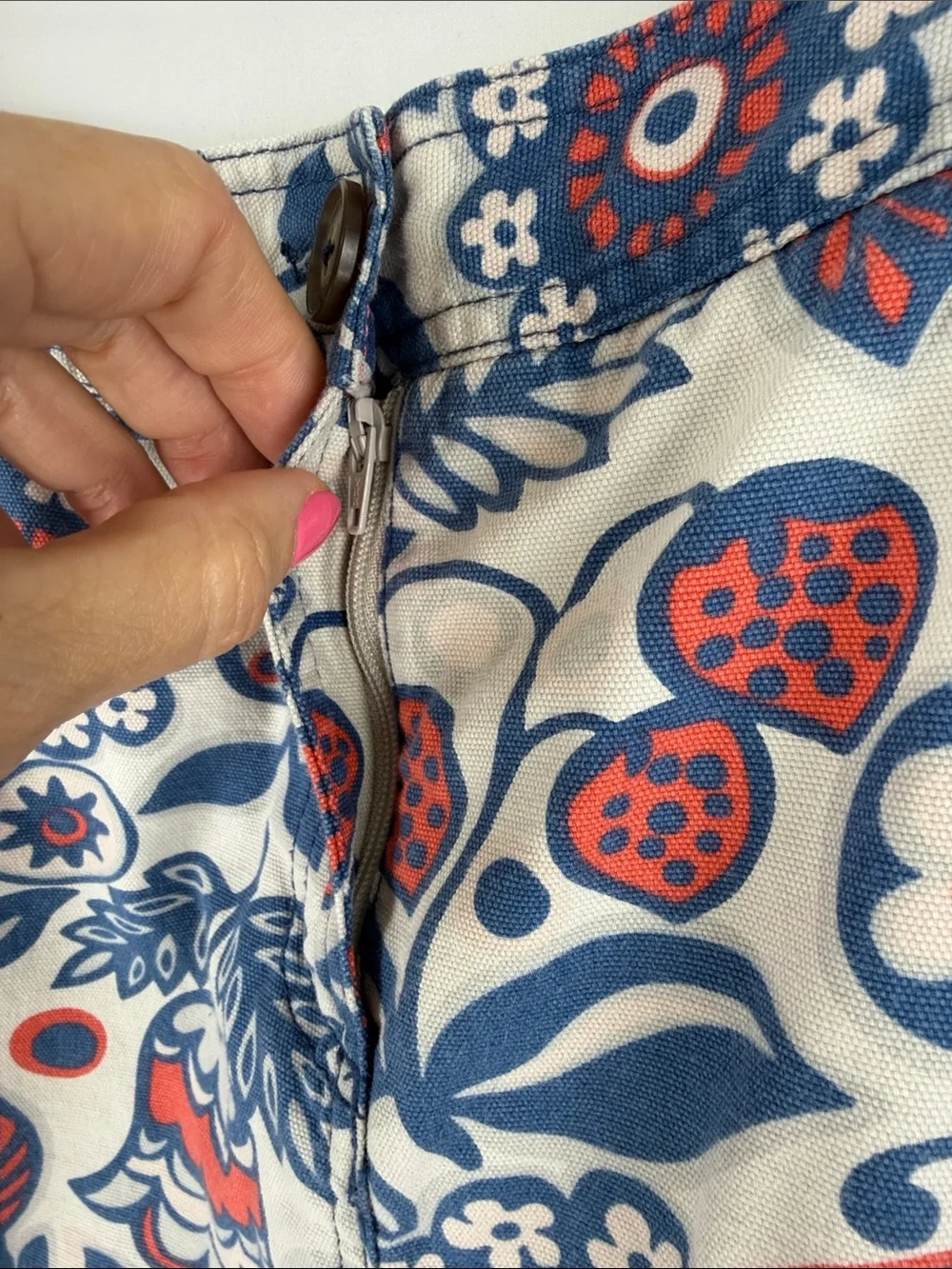 Boden Floral Print A-Line Mini Skirt Blue Coral Gray